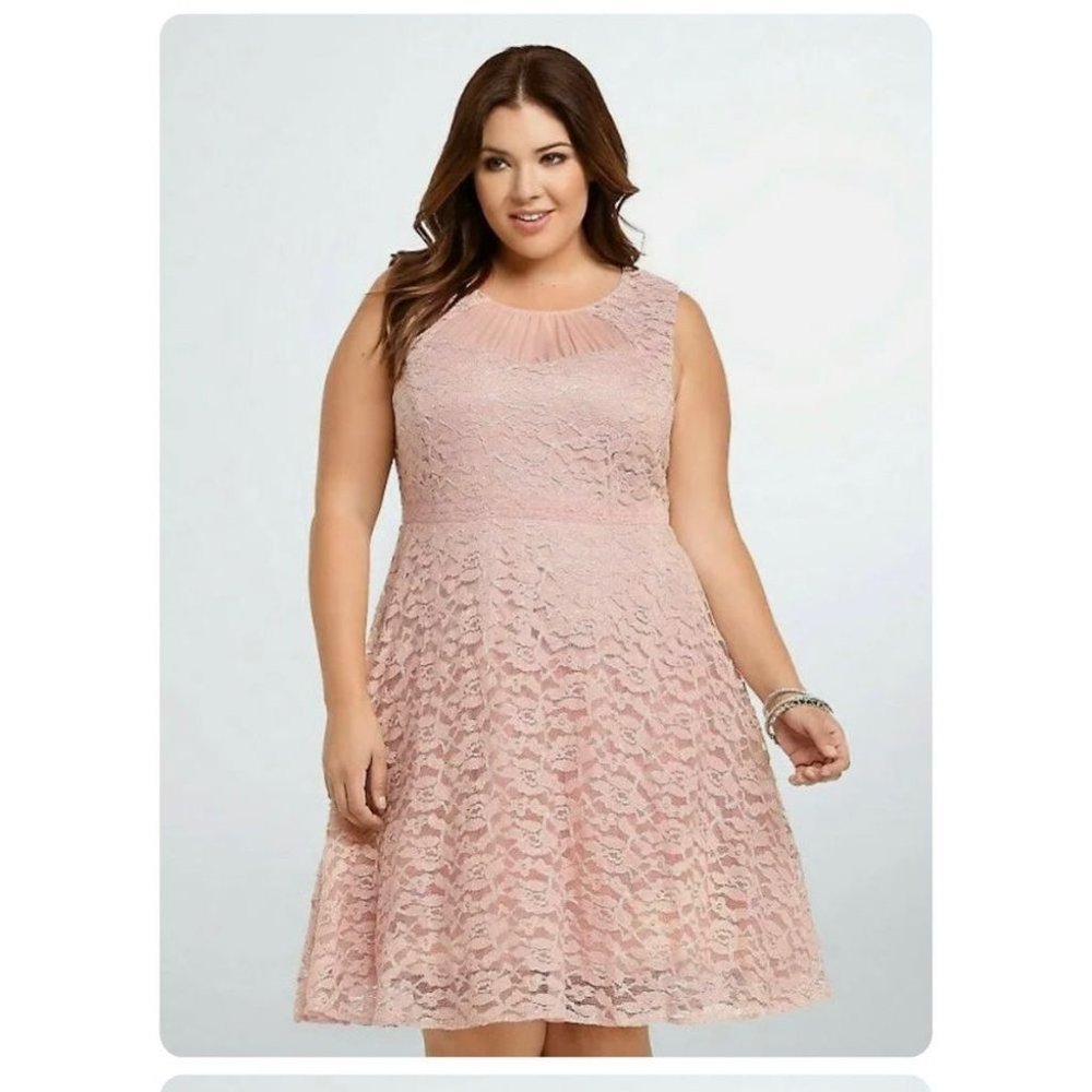 Torrid size 26 pink metallic lace dress cocktail wedding